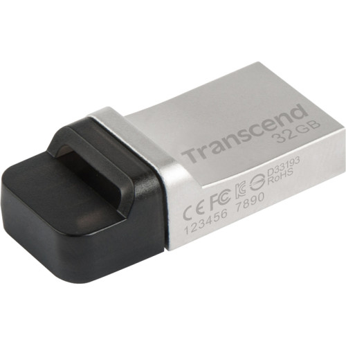 Флеш-накопитель/ Transcend 32GB JetFlash 880, Silver Plating, OTG