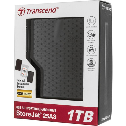 Жесткий диск Transcend USB3.0 1TB TS1TSJ25A3K StoreJet 25A3 2.5