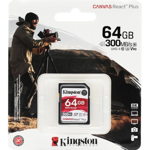 Флеш карта SDXC 64GB Kingston SDR2/64GB Canvas React Plus w/o adapter