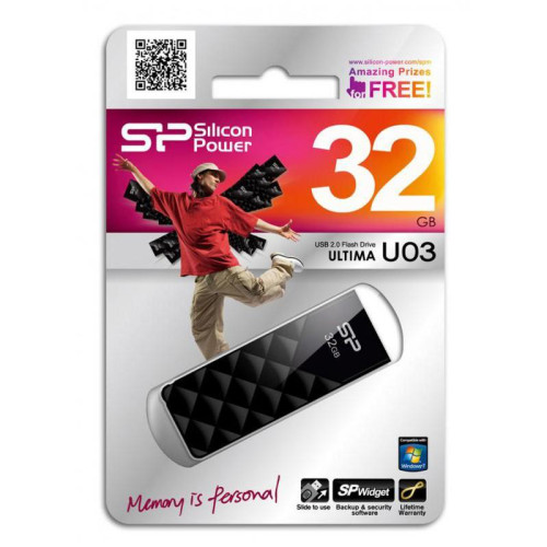 Флеш Диск Silicon Power 32Gb Ultima U03 SP032GBUF2U03V1K USB2.0 черный