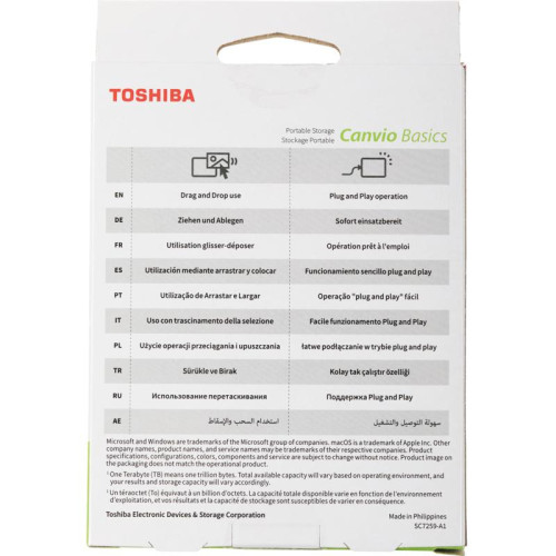 Жесткий диск Toshiba USB 3.0 2Tb HDTB520EK3AA Canvio Basics 2.5