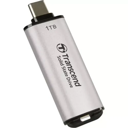 Флеш-накопитель/ Transcend External SSD ESD300C 1 TB, Type C, 10Gbps (3.2 Gen2), R/W 1050/950MB/s, 60.1x20x7.8 mm, 9g,Silver