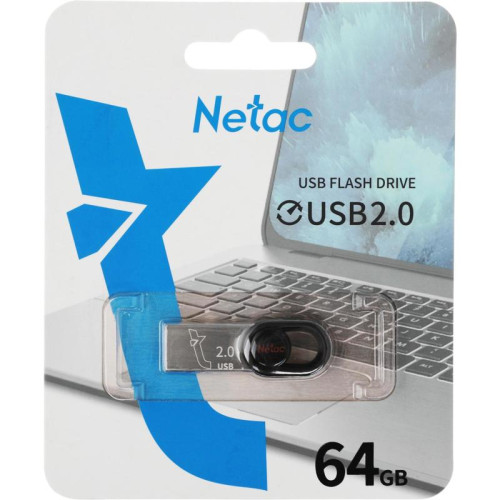 Флеш Диск Netac 64Gb UM2 NT03UM2N-064G-20BK USB2.0 серебристый/черный