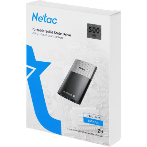 Накопитель SSD Netac USB-C 500Gb NT01Z9-500G-32BK Z9 1.8