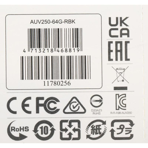 Флеш Диск A-Data 64Gb UV250 AUV250-64G-RBK USB2.0 серебристый