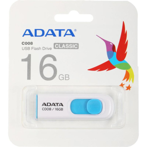 Флеш Диск A-Data 16Gb Classic C008 AC008-16G-RWE USB2.0 белый/синий