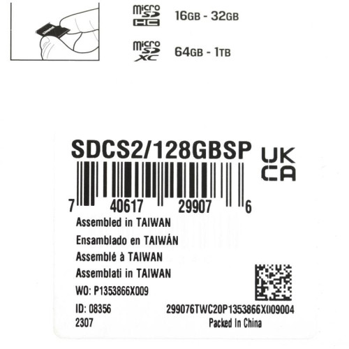 Флеш карта microSDXC 128GB Kingston SDCS2/128GBSP Canvas Select Plus w/o adapter