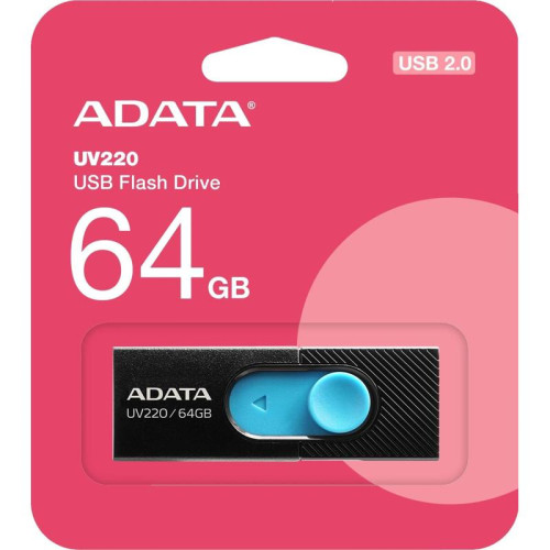 Флеш Диск A-Data 64Gb UV220 AUV220-64G-RBKBL USB2.0 черный/синий