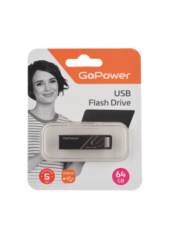 Флеш-накопитель GoPower TITAN 64GB USB3.0 металл черный графит (1/50/1000)