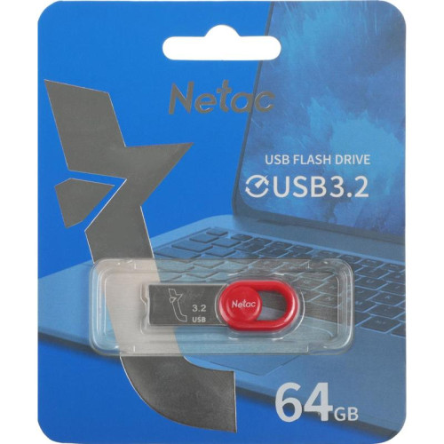 Флеш Диск Netac 64Gb UM2 NT03UM2N-064G-32RE USB3.2 серебристый/красный