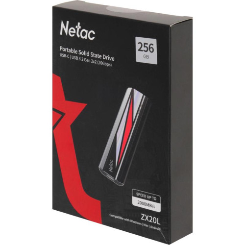 Накопитель SSD Netac USB-C 256GB NT01ZX20L-256G-32BK ZX20L черный