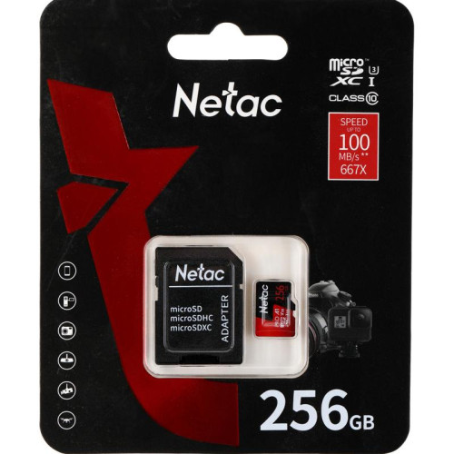 Флеш карта microSDXC 256GB Netac NT02P500PRO-256G-R P500 Extreme Pro + adapter