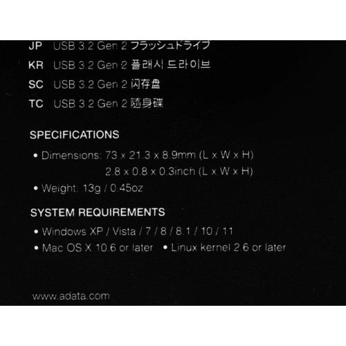 Флеш Диск A-Data 128Gb Type-C UE800 AELI-UE800-128G-CSG USB3.2 серебристый