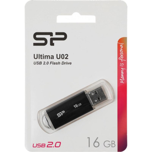 Флеш Диск Silicon Power 16Gb Ultima U02 SP016GBUF2U02V1K USB2.0 черный