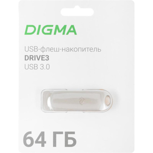 Флеш Диск Digma 64Gb DRIVE3 DGFUM064A30SR USB3.0 серебристый