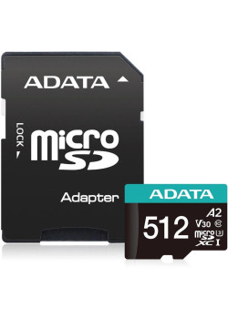 Карта памяти ADATA MICRO SDXC 512GB W/AD AUSDX512GUI3V30SA2-RA1