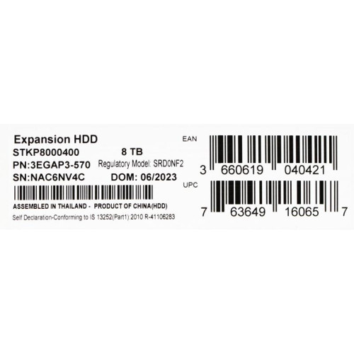 Жесткий диск Seagate USB3.0 8TB STKP8000400 Expansion 3.5