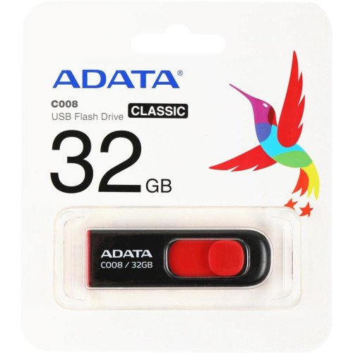 Флеш Диск A-Data 32Gb Classic C008 AC008-32G-RKD USB2.0 красный/черный