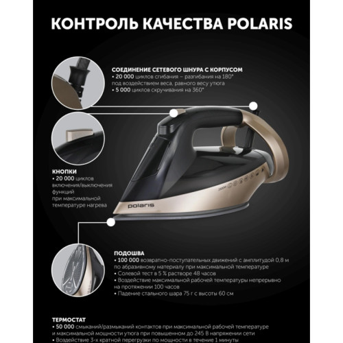 Утюг/ Утюг Polaris PIR 2852AK 3m 2800Вт черный/золотистый Утюг/ Утюг Polaris PIR 2852AK 3m 2800Вт черный/золотистый