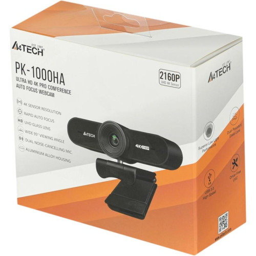 Камера Web A4Tech PK-1000HA черный 8Mpix (3840x2160) USB3.0 с микрофоном