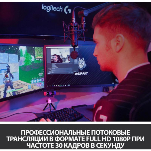 Камера Web Logitech Pro Stream C922 черный 3Mpix (1920x1080) USB2.0 с микрофоном (960-001089)