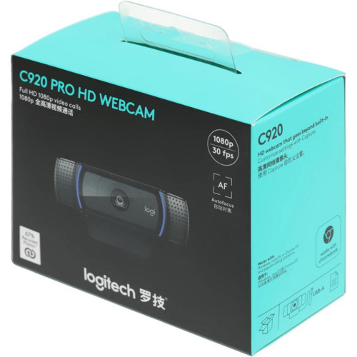 Камера Web Logitech HD Pro C920 черный 2Mpix (1920x1080) USB2.0 с микрофоном (960-000998)
