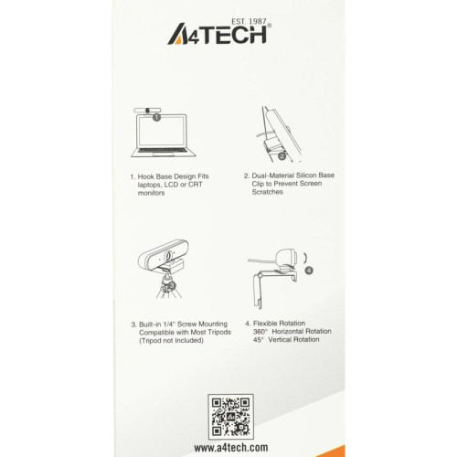 Камера Web A4Tech PK-1000HA черный 8Mpix (3840x2160) USB3.0 с микрофоном