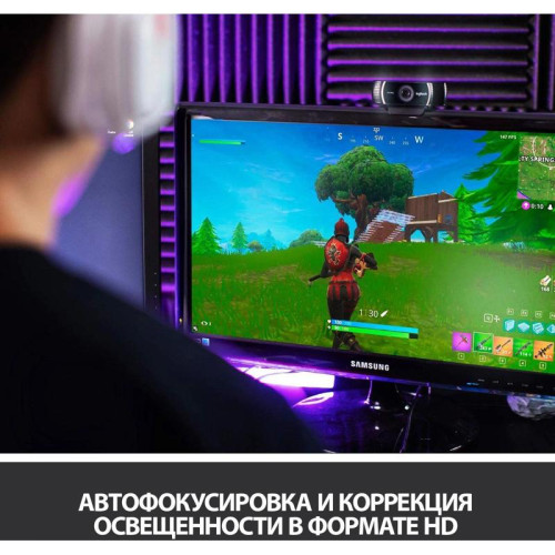 Камера Web Logitech Pro Stream C922 черный 3Mpix (1920x1080) USB2.0 с микрофоном (960-001089)