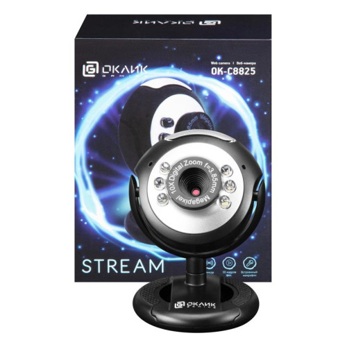 Камера Web Oklick OK-C8825 черный 0.3Mpix (640x480) USB2.0 с микрофоном