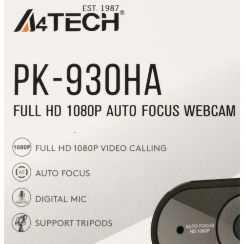 Камера Web A4Tech PK-930HA черный 2Mpix (1920x1080) USB2.0 с микрофоном