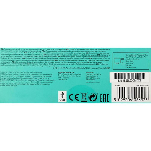 Камера Web Logitech Pro Stream C922 черный 3Mpix (1920x1080) USB2.0 с микрофоном (960-001089)
