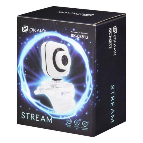 Камера Web Oklick OK-C8812 белый 0.3Mpix (640x480) USB2.0 с микрофоном