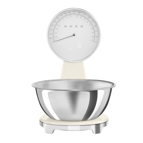 Кухонные весы SMEG, аналоговый/цифровой дисплей, выбор единицы измерения, максимальный вес 5 кг, шаг 1 г, цвет кремовый