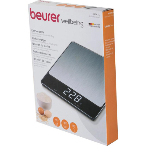 Весы кухонные электронные Beurer KS34 XL макс.вес:15кг нержавеющая сталь