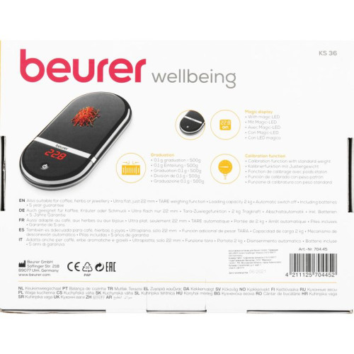 Весы кухонные электронные Beurer KS36 макс.вес:2кг черный