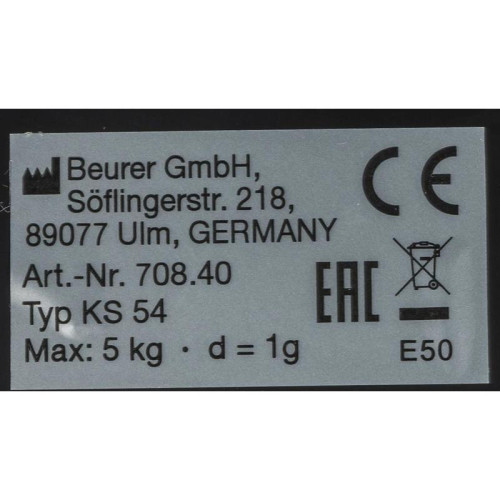 Весы кухонные электронные Beurer KS54 макс.вес:5кг серебристый