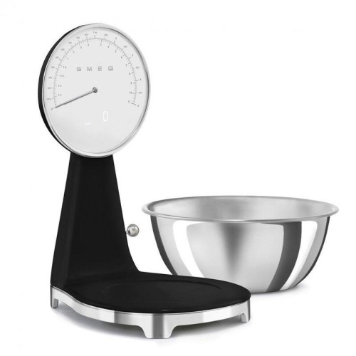 Кухонные весы SMEG, аналоговый/цифровой дисплей, выбор единицы измерения, максимальный вес 5 кг, шаг 1 г, цвет черный