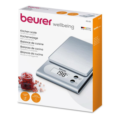 Весы кухонные электронные Beurer KS22 макс.вес:3кг серебристый