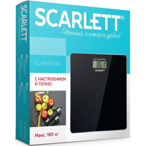Весы напольные электронные/ Весы напольные электронные Scarlett SC-BS33E036 макс.180кг черный