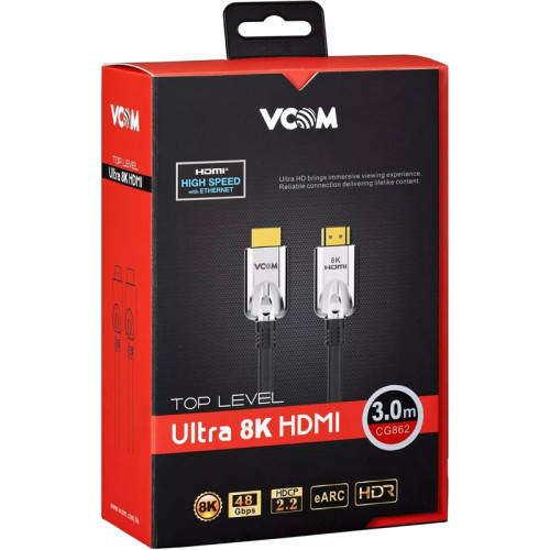 Кабель/ Кабель HDMI 19M/M,ver. 2.1, 8K@60 Hz 3m VCOM <CG862-3M>