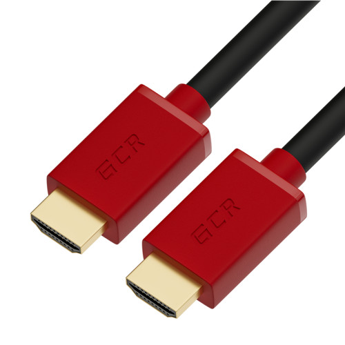 GCR Кабель 3.0m HDMI версия 2.0, HDR 4:2:2, Ultra HD, 4K 60 fps 60Hz/5K*30Hz, 3D, AUDIO, 18.0 Гбит/с, 28/28 AWG, OD7.3mm, тройной экран, черный, красные коннекторы, GCR-HM451-3.0m