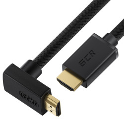 GCR Кабель 1.5m HDMI 2.0, M/M верхний угол, черный нейлон, HDR 4:2:2, Ultra HD, 4K 60 fps 60Hz/5K*30Hz, 3D, AUDIO, 18.0 Гбит/с, 28/28 AWG, GCR-53292