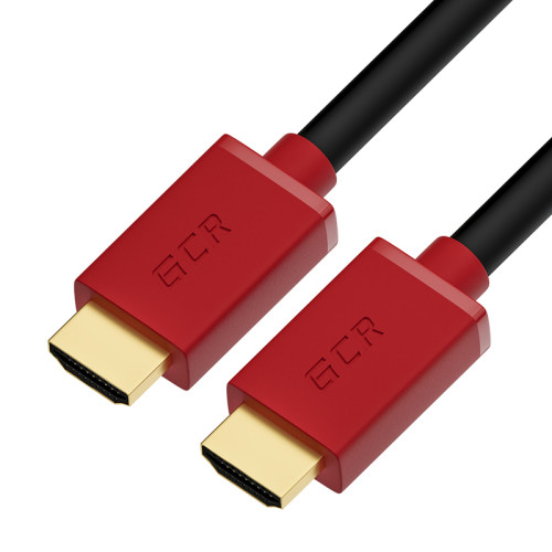 GCR Кабель 1.0m HDMI версия 1.4, черный, красные коннекторы, OD7.3mm, 30/30 AWG, позолоченные контакты, Ethernet 10.2 Гбит/с, 3D, 4K GCR-HM450-1.0m, экран