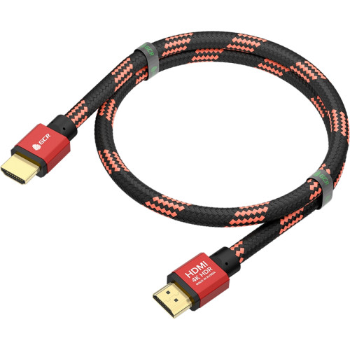 GCR Кабель PROF 1.0m HDMI 2.0, BICOLOR ECO Soft капрон, AL корпус красный, HDR 4:2:2, Ultra HD, 4K 60 fps 60Hz/5K*30Hz, 3D, AUDIO, 18.0 Гбит/с, 28AWG, GCR-54506