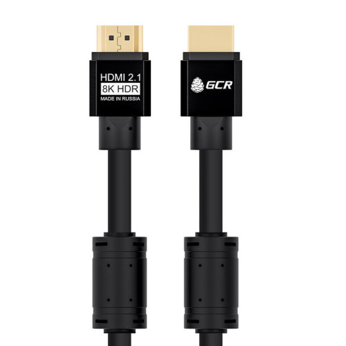 GCR Кабель 2.0m HDMI 2.1, черный, 8K 60Hz, 4K 144Hz, динамический HDR, 4:4:4, Ultra HD, 48.0 Гбит/с, 3 Х экран, ферритовые фильтры, GCR-53660