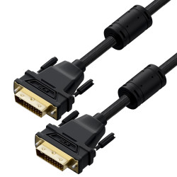 GCR PRO Кабель PROF 3.0m DVI-D, ECO Soft капрон, DVI/DVI, 25M/25M, GOLD, черный, ферритовые кольца, 3 Х экран с армированием, GCR-56296