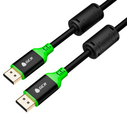 GCR PRO Кабель PROF 1.5m DisplayPort v1.4, нейлон, 8K 60Hz, 4K 165Hz, черный, AL case, зеленый ПВХ, ферритовые кольца, 3 Х экран с армированием, GCR-56289