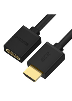 GCR Удлинитель 7.5m v2.0 HDMI-HDMI черный, OD7.3mm, 28/28 AWG, позолоченные контакты, Ethernet 18.0 Гбит/с, 19M / 19F, тройной экран