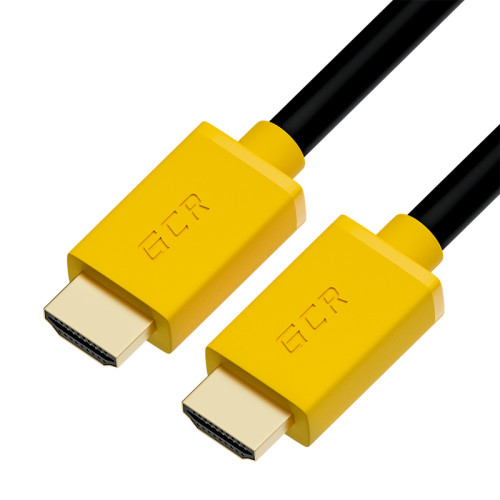 Greenconnect Кабель 0.3m HDMI версия 2.0, HDR 4:2:2, Ultra HD, 4K 60 fps 60Hz/5K*30Hz, 3D, AUDIO, 18.0 Гбит/с, 28/28 AWG, OD7.3mm, тройной экран, черный, желтые коннекторы, GCR-HM441-0.3m