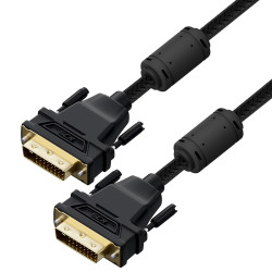 GCR PRO Кабель PROF 1.0m DVI-D, нейлон, DVI/DVI, 25M/25M, GOLD, черный, ферритовые кольца, 3Х экран с армированием, GCR-56300